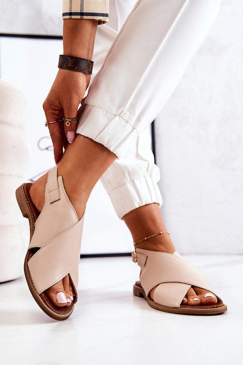 Kožené sandále lewski 3019 béžová