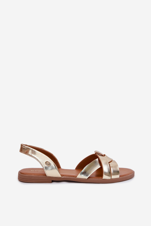 Ploché Dámske Sandále Z Eko Kože Zlaté Illoria