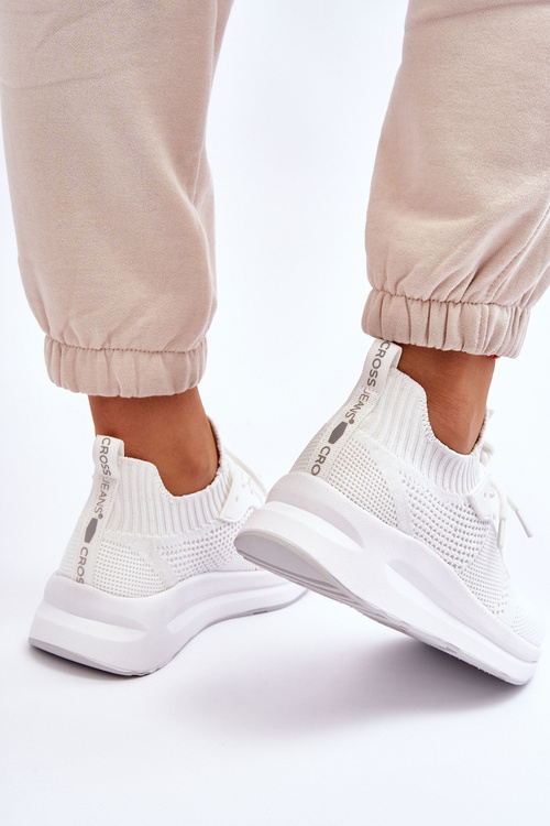 Dámske posuvné tenisky krížové džínsy LL2R4031C biele