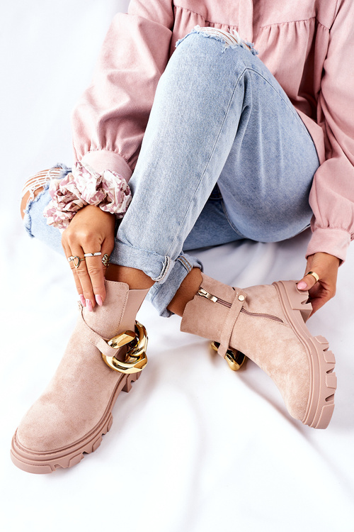 Dámské Teplé Pérka Boty Béžové Visione