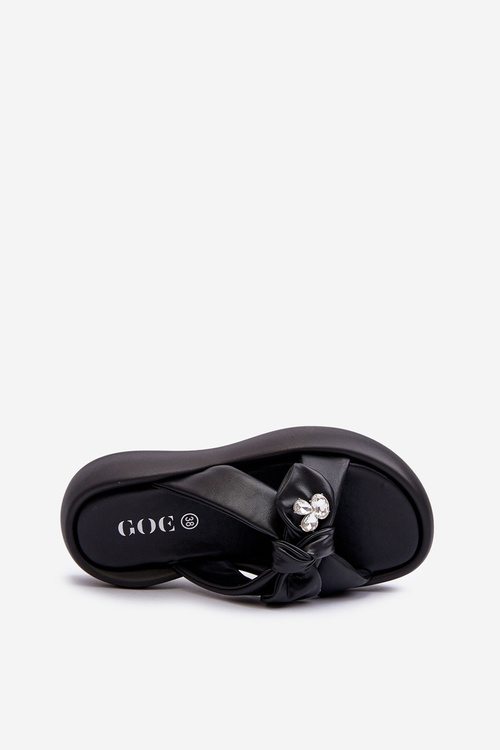 Dámské kožené sandály na platformě černé GOE NN2N4110
