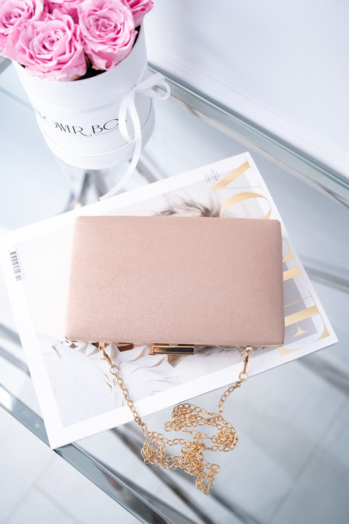 Dámská večerní taška brokát růžová