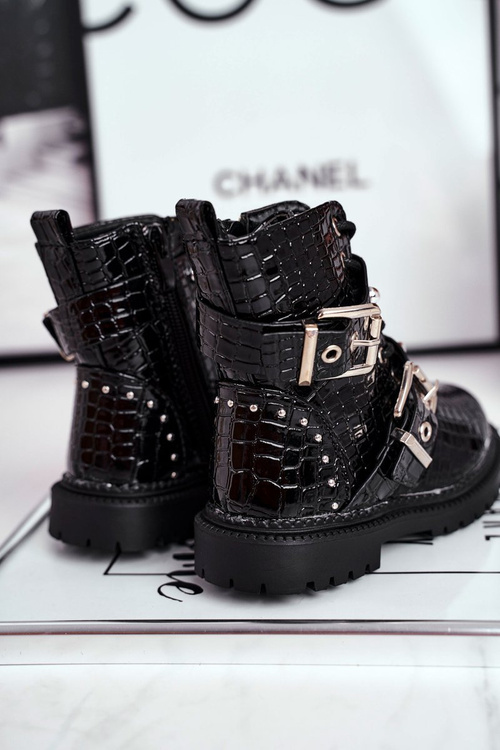 Dětské Boty zateplené Se Zipem Lakované Černé Mary