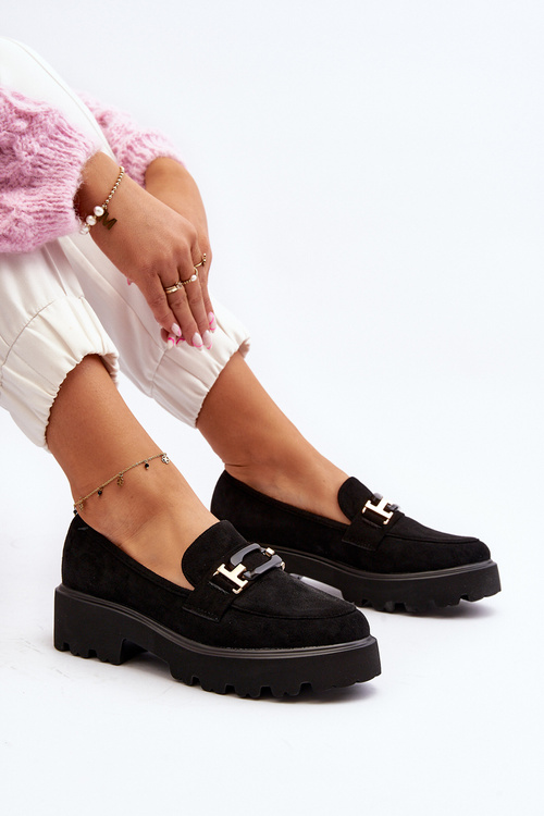 Dámske mokasíny s ozdobou čierne Omavia
