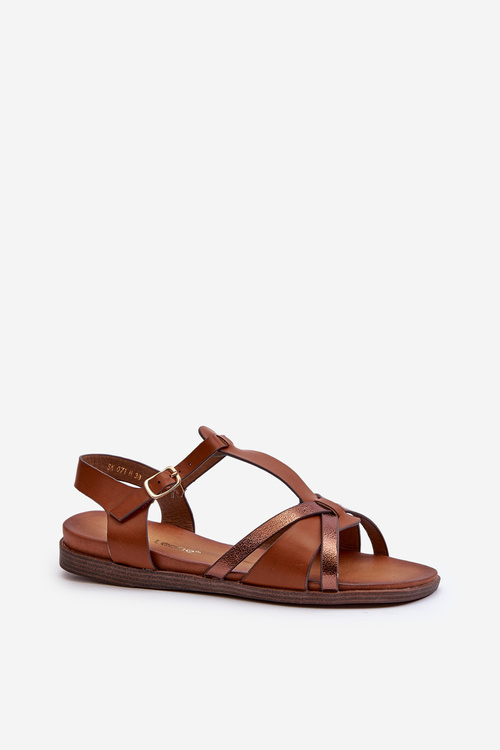 Dámske Ploché Sandále Z Ekokože Sergio Leone SK071H Hnedé