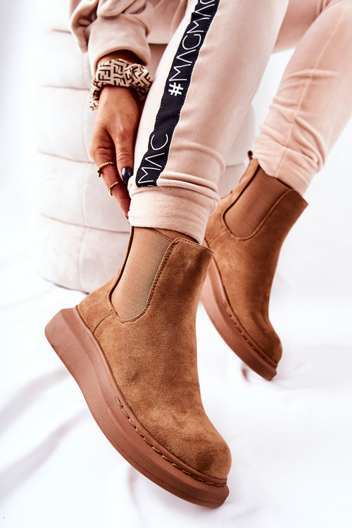 Suede topánky na topánkach Jodhpur na platforme Marissa Beige