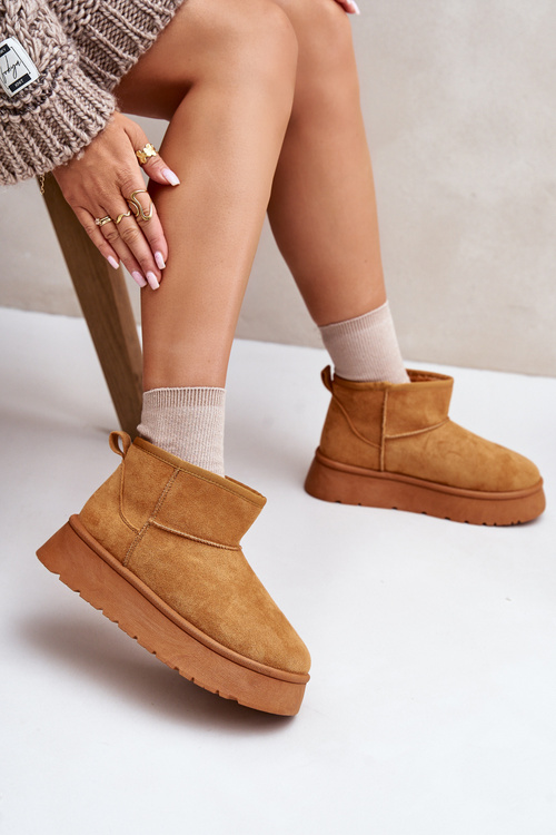 Nízke Dámske Snehule Na Platforme Zateplené Kožušinou Camel Saldren