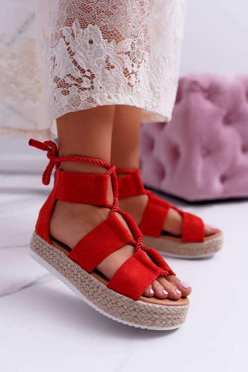 Dámske sandále na platforme Suede Red Ergola
