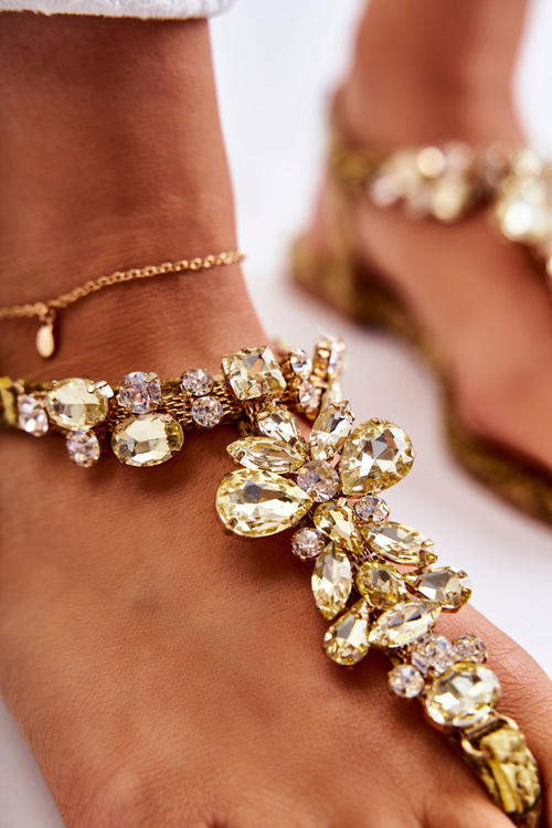 Dámské sandály žabky s kubickými zirkony žlute Ivanne