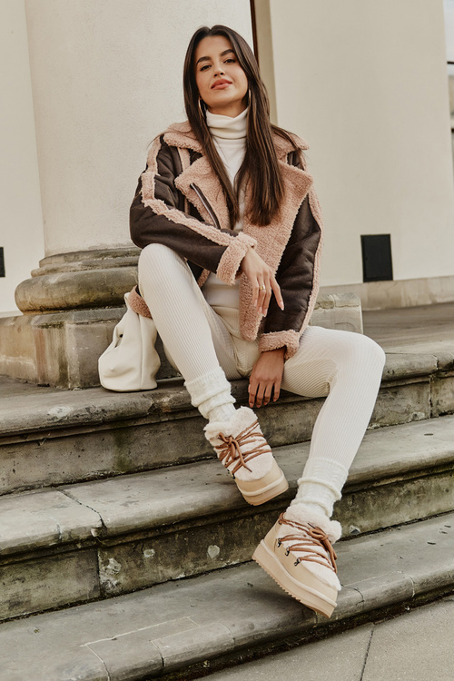 Nízke Snehové Čižmy Na Platforme S Kožušinou D.Franklin Béžové DFSH370011