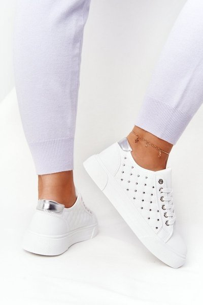 Dámská Tenisky S Prošíváním Bílé-Stříbrné Fondness