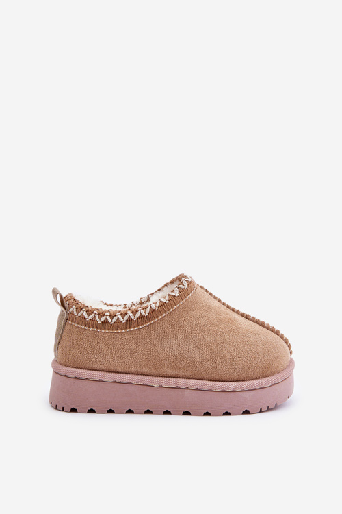 Snehové Čižmy Detské Kotníkové Na Platforme Zateplené Kožúškom Béžové Vilabria