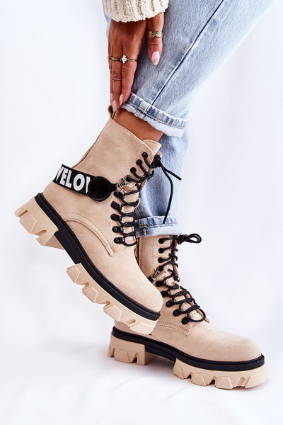 Semišové vysoké topánky s izolačnou béžou