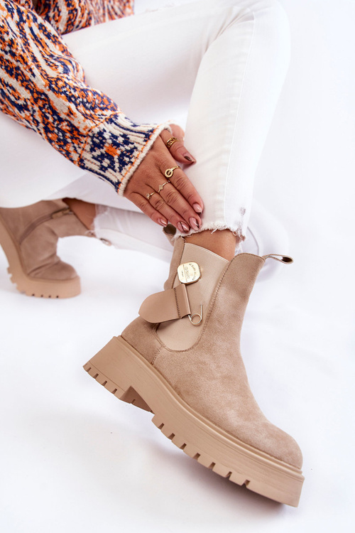 Semišové teplé boty Workers Béžove Magnis