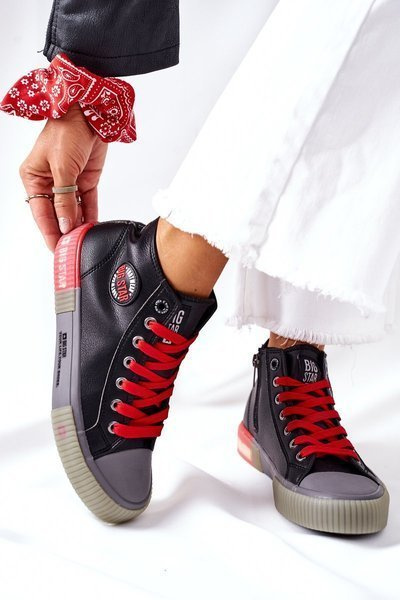 Dámské Kožené Vysoké Tenisky Big Star II274139 Černé