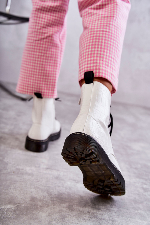 Dámské teplé boty z hadí kůže bílé Salma