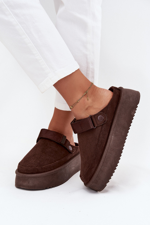 Dámské sněhule na platformě s přezkou čokoládové Jorielle