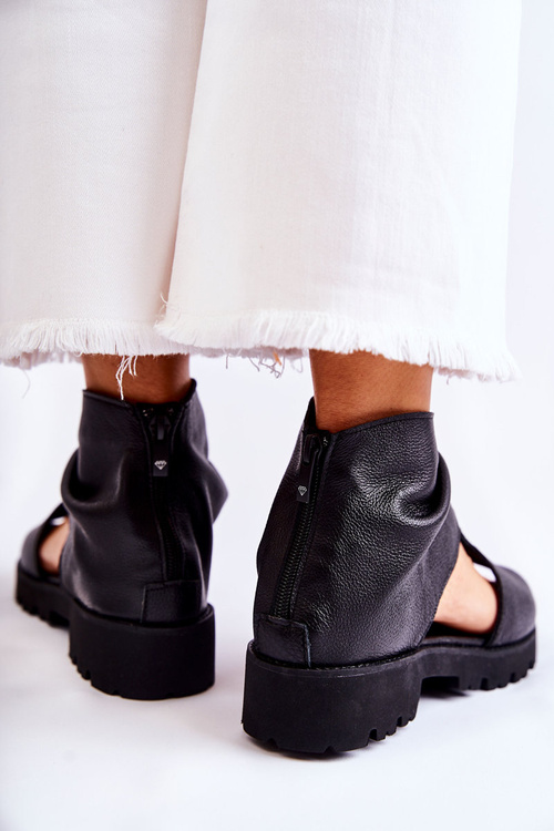 Dámské kožené sandály se zipem Nicole 2748 Černá