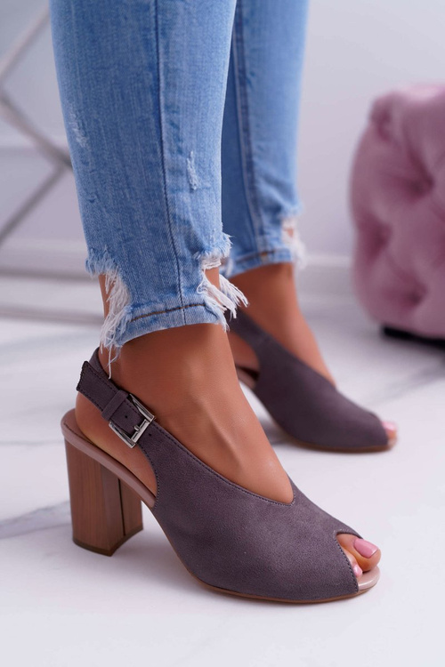 Dámske semišové sandále tmavo šedé Celian