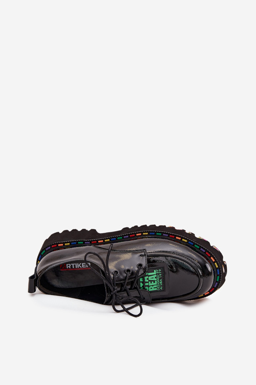 Lakované kožené dámske poltopánky Artiker 57C0172 Čierne