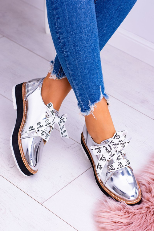 Lu Boo Stříbrné zrcadlové dámské boty Moonlight