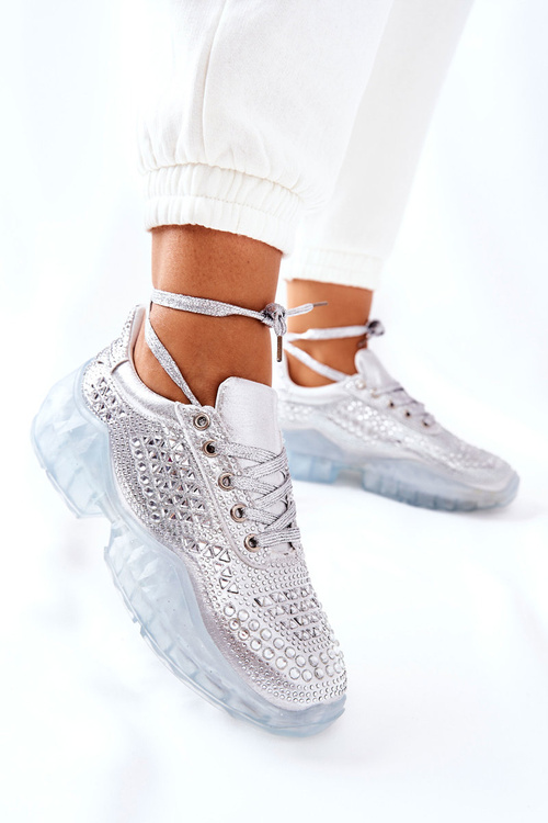 Športové topánky so zirkónmi lu boo strieborný