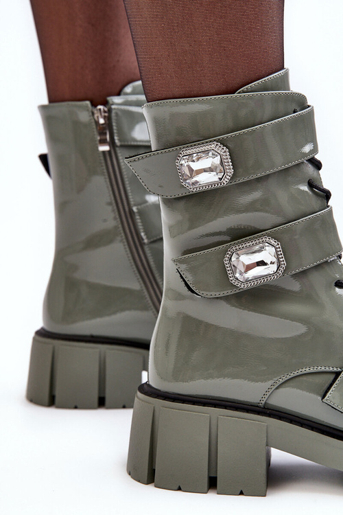 Dámské lakové boty ve zelené barvě SBarski MR870-61