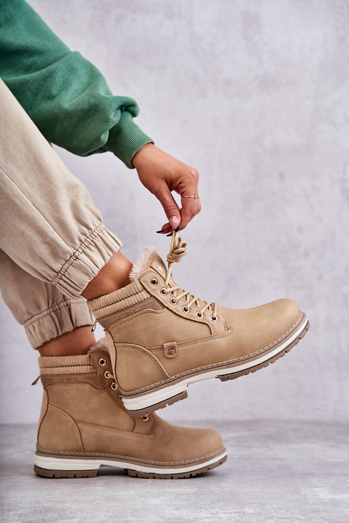 Dámské zateplené kozačky Trappers Tmavě béžová Liv