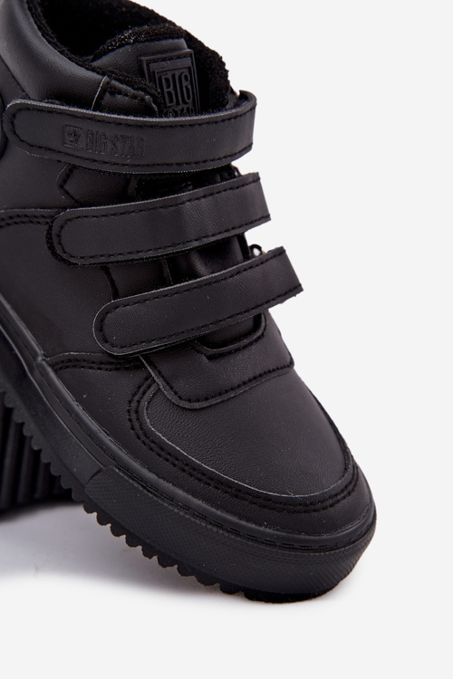 Zateplené boty sneakers pro děti na suchý zip Big Star SS374070 Černé