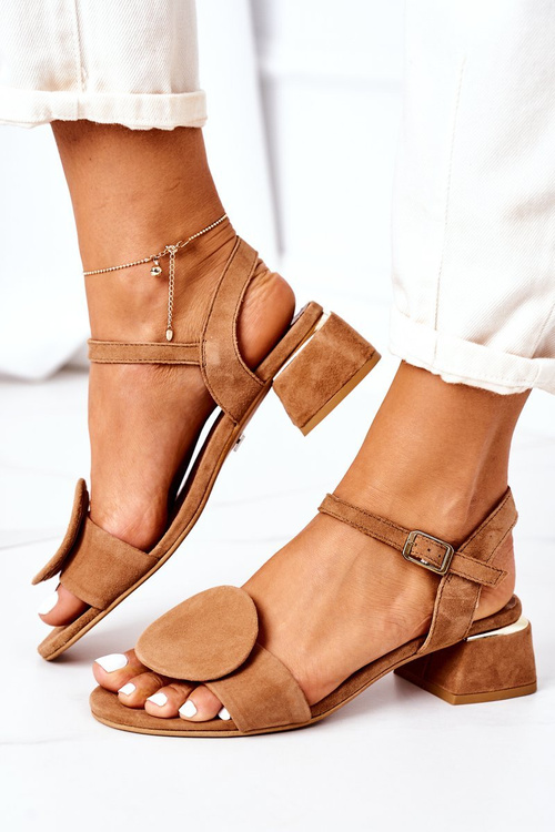 Semišové Sandály Na Podpatku Maciejka 5198A-29 Camel
