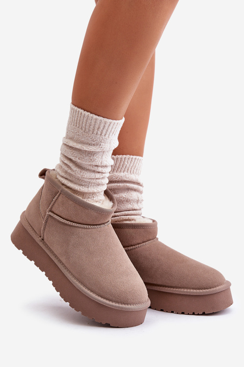 Moderní nízké zimní boty z semiše v khaki Nucca