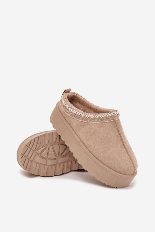 Dětské Mládežnické Sněhule S Vyšíváním Na Platformě Béžové Jolisse