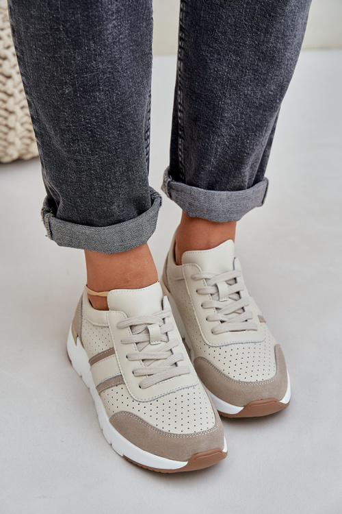 Dámske kožené tenisky na platforme béžové Gatira