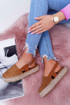 Dámske semišové espadrilly na platforme Camel Parteno Platform