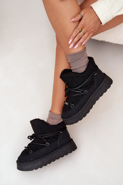 Dámské Sněhule Na Platformě S Kožíškem Typu Beránek Big Star SS274109 Černé