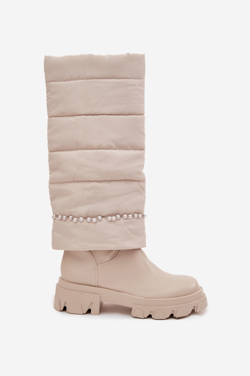 Dámske zateplené čižmy s perličkami svetlomedené Irvette