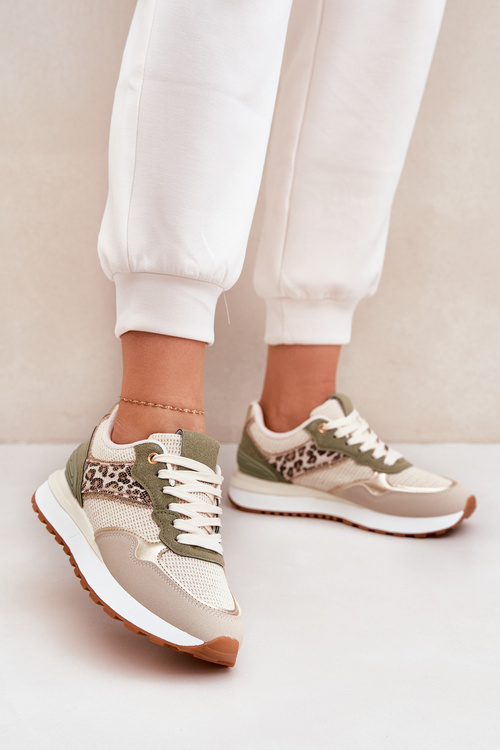 Dámske Športové Topánky S Panther Tlačou Na Platforme Zelené Davinara