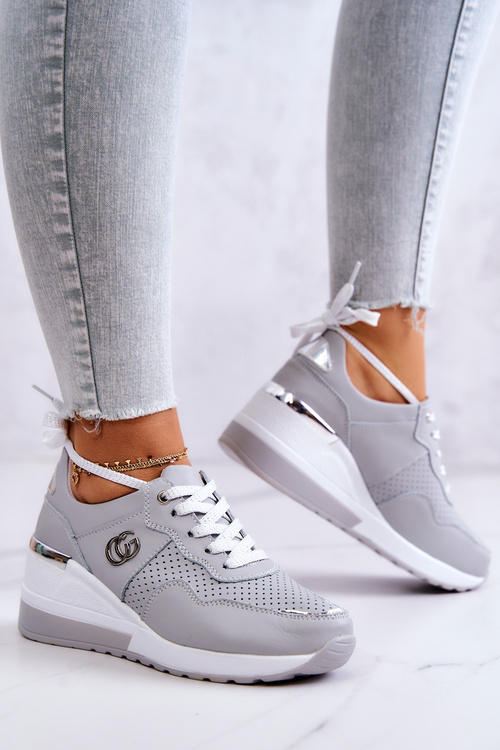 Dámská kůže sportovní obuv Sneakers Šedá Loissa