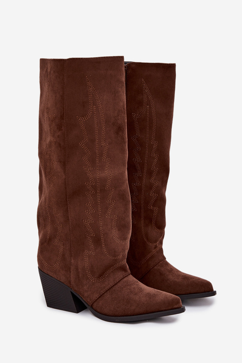 Dámské kovbojky Na zip Hnědé Isalina