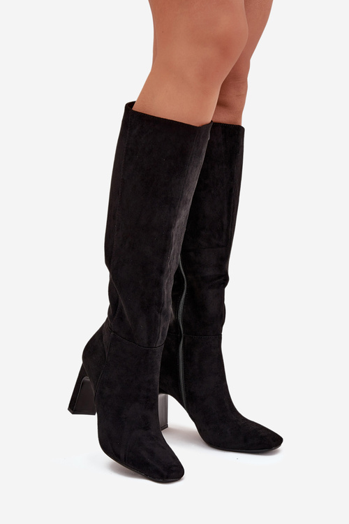 Dámské kozačky na podpatku zateplené černé Zamira