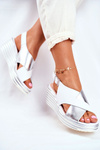 Dámske sandále na klinoch Sergio Leone White SK328