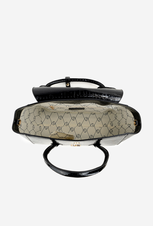 Lakovacia taška kufor s reliéfom NOBO BAG5810-M20 Čierna