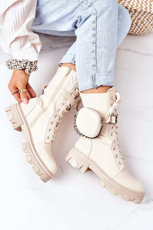Teplé Boty S Kabelkou Béžové Look At Me