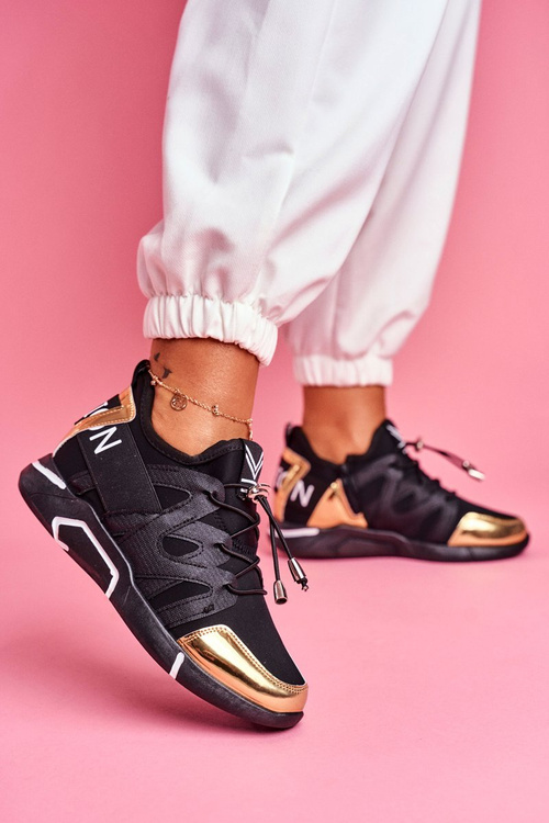 Dámská Sportovní Obuv se Zipem Černo Zlaté Terfin