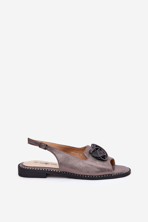 Lesklé Dámske Sandále S Ozdobou S.Barski KV51-006 Šedé