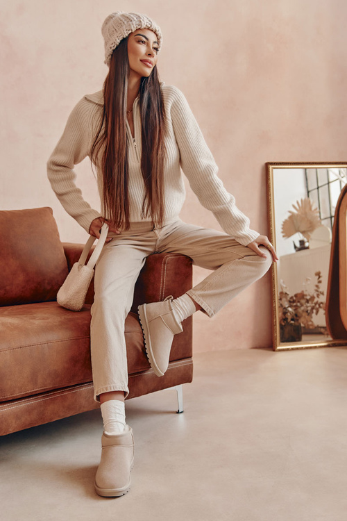 Dámsky semišový nízky snehový topánky, ľahká béžová shelie