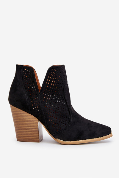 Dámske topánky na čiernom odtieňoch semišový stĺp