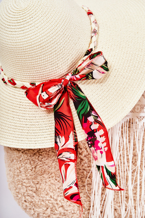 Dámský klobouk s barevným pruhem světle béžová Marsela