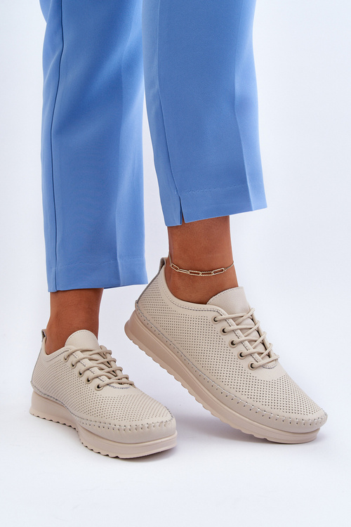 Kožené Sportovní Dámské Tenisky Beige Lalnai
