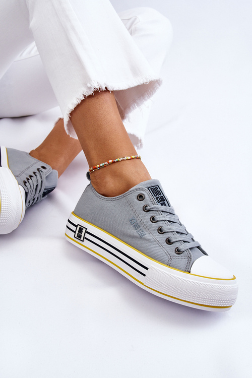 Dámske materiálové tenisky na veľkej hviezde LL274183 Svetlo modrá